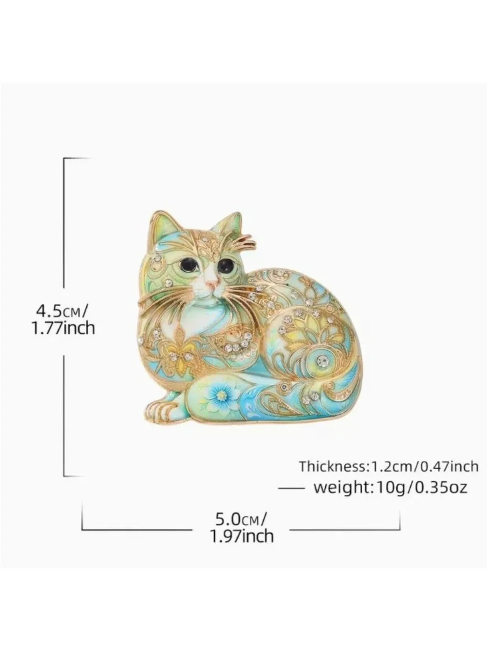 Enamel Ginger Cat Brooch With crystals & Gold-Tone Detailing Orange